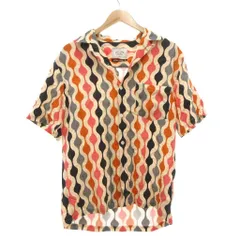 ポルトガルフランネル PORTUGUESE Flannel 美品 半袖シャツ ウェーブ柄 開襟 オープンカラー M マルチカラー /YJ ■GY59