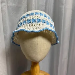 【クロシェハット】冬用　毛糸　ハンドメイド　クラッシャーハット　バケットハット　ニット帽　かぎ針