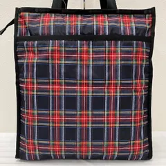 1618　LeSportsac　レスポートサック　LG BOOK TOTE　LG　ブックトート　ネイビータータン　トートバッグ　タータンチェック　チェック柄　ネイビー　紺　レッド　赤　レディース　シンプル　きれいめ　カジュアル　軽量
