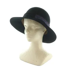 カシラ CA4LA ハット 帽子 幾何学模様 ウール L 黒 ブラック 青 ブルー 赤 レッド /MI