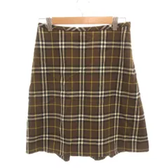 バーバリーズブルーレーベル Burberry's BLUE LABEL 美品 台形スカート ひざ丈 チェック柄 38 茶 ブラウン 黄 イエロー /YJ ■GY18