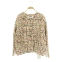 オールドイングランド OLD ENGLAND ファンシーツイードジャケット ノーカラージャケット ニット メタルボタン F ピンク マルチカラー /ES ■OSのサムネイル