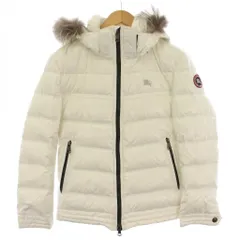 バーバリーブラックレーベル BURBERRY BLACK LABEL ファー ダウンジャケット フード ジップアップ S 白 D1F19-617-02 /BM