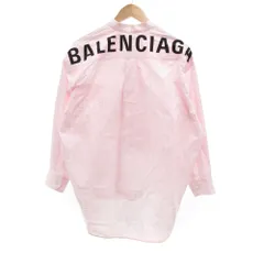 バレンシアガ BALENCIAGA ボウタイ ロングシャツ 長袖 ストライプ バックロゴプリント 32 ピンク /JS ■GY18のサムネイル