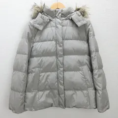 t■ユニクロ/UNIQLO ファー付き ダウンジャケット■グレー系【 XL 】LADIES/37【中古】