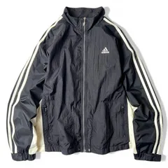 90s adidas ライナー付き フルジップ ナイロン ジャケット M / 90年代 オールド アディダス パフォーマンス ロゴ 3ストライプ ブラック
