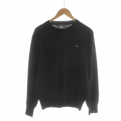 ヴィヴィアンウエストウッドマン Vivienne Westwood MAN 24SS オーブ ワンポイントORB ラウンドネック ニット セーター 長袖 コットン 麻 リネン混 48 黒 ブラック 149002 9004 /AN61のサムネイル
