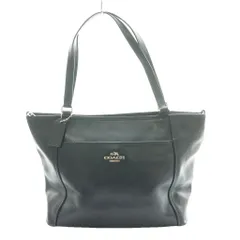 コーチ COACH ペブルド レザー ポケット トートバッグ ハンド 紺 ネイビー /SS ■OS