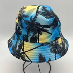バケットハット メンズ レディース リバーシブル ヤシ柄 総柄 ブラック 帽子 ストリート B品 一点物