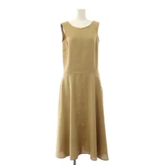 ロンハーマン Ron Herman フレアワンピース マキシ ロング ノースリーブ クルーネック ワンカラー 無地 XS ベージュ /BB