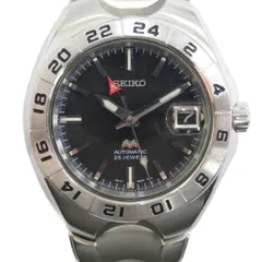 セイコー SEIKO 4S12-0020 腕時計 ウォッチ 自動巻き 黒文字盤 カレンダー付き デイト シルバー色 ■GY18 /MQ
