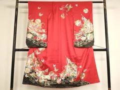 平和屋着物[]七五三　女の子　７歳　祝着　四つ身　花鼓舞蝶文　金銀彩　正絹　逸品　AABG3371ja