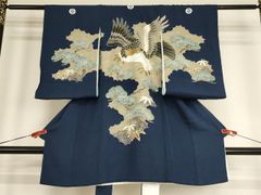 新品「最高級品」男子正絹産着祝着京友禅大鷹多色手描き染、特選豪華