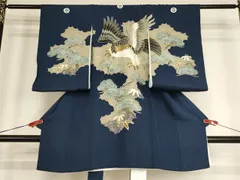平和屋着物[]お宮参り　男の子　祝着　産着　初着　のしめ　鷹　松　金彩　逸品　AABG3400ja