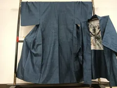 平和屋着物●男性　紬　アンサンブル　格子　キングサイズ　正絹　逸品　AABH0760fy