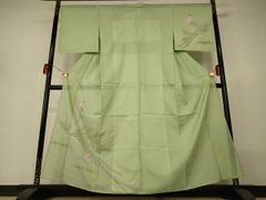 美品 夏物 駒絽3本絽 銀彩染柄 附下げ・訪問着（正絹）仕立上り 