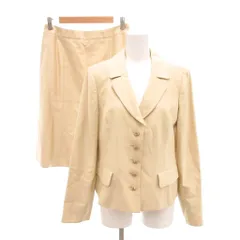 レリアン Leilian セットアップ フォーマル ジャケット フレアスカート シングル 総裏地 ひざ丈 11 ベージュ /SJ ■ECD001