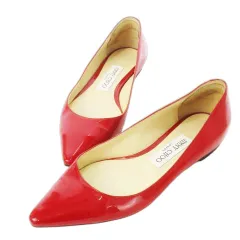 ジミーチュウ JIMMY CHOO フラットパンプス エナメル レザー 革 ポインテッドトゥ 35 22.0cm 赤 レッド /CK29 ■GY19