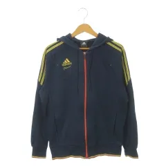 アディダス adidas パーカー フーディー ジップアップ M 紺 ネイビー 黄 イエロー Professionalロゴ /AH2 ■GY99