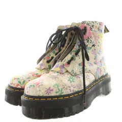ドクターマーチン DR.MARTENS sinclair ジャングル ショートブーツ レースアップ 花柄 レザー UK6 マルチカラー ベージュ ピンク 青 ブルー /AN24