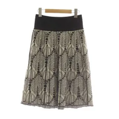 ミッソーニ MISSONI ニットスカート ウール 42 白 黒 柄 プリーツ ウエストゴム /AUのサムネイル