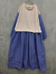 Samansa Mos2 サマンサモスモス k0w-1107197 ケーブル柄ジャカードドッキング ワンピース sizeF/青×アイボリー ■■ レディース