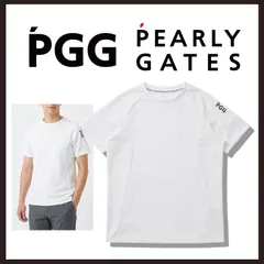 新品 未使用 パーリーゲイツ 総柄ロゴ ジャガード 半袖Tシャツ ホワイト M【PGG PEARLY GATES】高伸縮機能糸 ストレッチのサムネイル