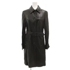 トラサルディ TRUSSARDI レザーコート ロング ベルト 羊革 38 黒 ブラック /JS ■GY61のサムネイル