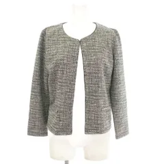 ナチュラルビューティーベーシック NATURAL BEAUTY BASIC ジャケット 上着 M 黒 ブラック 白 ホワイト 織り柄 ノーカラー 長袖 /GG ■GY60