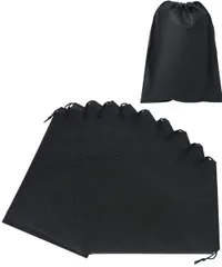 Goods online store Chocople 収納袋 巾着 不織布 収納 10枚入り ラッピング 収納 袋 (黒, 30×40cm) 