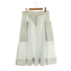 マーガレットハウエル MHL. コットンストライプスカート ギャザー ミモレ ロング 3 白 ホワイト /AT ■OS