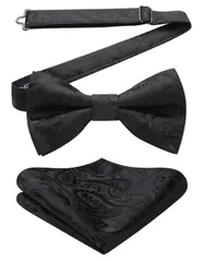 披露宴 プレゼント 入学式 結婚式 セット ボウタイ パーティー ペイズリー メンズ 簡単着脱 チーフ付き 色選択 蝶ネクタイワンタッチ BR-01 [HISDERN]