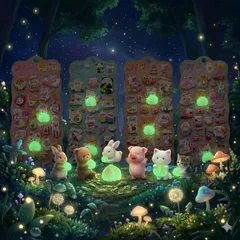 シール帳 スクイーズ風 デコレーション マシュマロ感 キャラクター風 ステッカー 立体 3D (蓄光版4SET) ぷくぷく ぷにぷにシール おしり 重複なし 【蓄光版発売】4枚セット