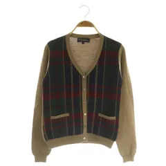 ブルックスブラザーズ BROOKS BROTHERS チェック カーディガン ニット 長袖 Vネック XS ベージュ /MY ■OS