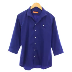 ハイダウェイ ニコル HIDEAWAYS シャツ ブラウス 七分袖 オープンカラー ワンカラー 無地 48 青 ブルー /BB ■ECB001