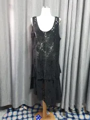 レースレイヤード ロング丈ワンピース