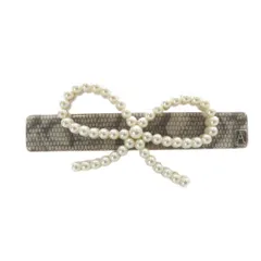 アレクサンドルドゥパリ Alexandre De Paris パール リボン バレッタ リボン グレー