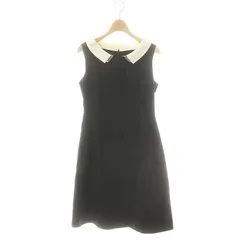 ルネ Rene 白襟 リネン ノースリーブ ワンピース ひざ丈 36 ブラック /DF ■OS