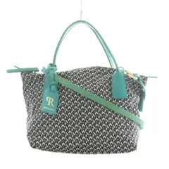 ロベルタピエリ ROBERTA PIERI 2WAYバッグ ショルダー ハンド 黒 ブラック 白 ホワイト 水色 総柄 幾何学模様 /RI ■OS