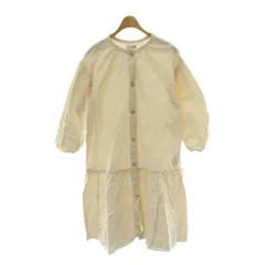 ザラ ZARA 子ども服（女の子用） ワンピース 11-12 アイボリー クルーネック パフスリーブ ティアード ひざ丈 /PP ■GY60