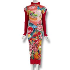 極美品✨PLEATS PLEASE 龍　チャイナドレス　プリーツ　ワンピース 極美品✨️ PLEATS PLEASE 龍柄 中国 ワンピース - メルカリ