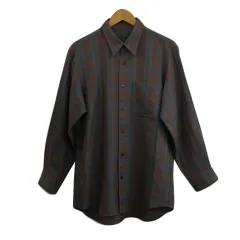 アーノルドパーマー Arnold Palmer シャツ カジュアル スタンダード チェック ウール 長袖 L 赤 青 レッド ブルー