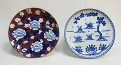 有田焼　大皿2枚　幅約46cm丸　厚み約6.5cm ①牡丹大皿 ②肥前、鍋島焼