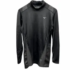 【中古】[印象AB] MIZUNO ミズノ コンプレッションウェア / Tシャツ メンズ L ブラック ポリエステル×ポリウレタン モックネック ストレッチ ゴルフ バイオギア ハニカムプリント 長袖のサムネイル