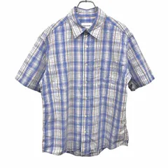 【中古】[印象AB] CONVERSE コンバース シャツ メンズ M ブルー 青×ピンク×緑×茶×白 綿100% コットン100% チェック 胸ポケット 半袖 レギュラーカラーのサムネイル