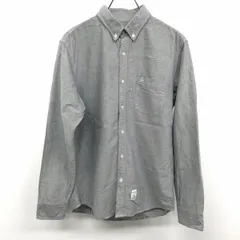 【中古】[印象B] AZUL by moussy アズールバイマウジー オックスフォードシャツ メンズ S ヘザーネイビー系(オフホワイトMIX) 紺系 綿100% 胸ポケット付き スカル刺繍 ボタンダウン 長袖のサムネイル