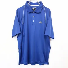 【中古】[印象AB] アディダス adidas スポーツ ポロシャツ カットソー サイドがメッシュ地 ラグラン 半袖 ポリエステル100% L ブルー系 青系 メンズ 男性