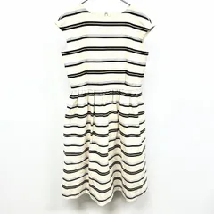 【中古】[印象AB] MACKINTOSH PHILOSOPHY マッキントッシュ ワンピース レディース 38 アイボリー×ブラウン×ネイビー×ブルー 生成り色 キャップスリーブ(キモノスリーブ) ウエストギャザー 背中ファスナー フレアスカート ボーダーのサムネイル