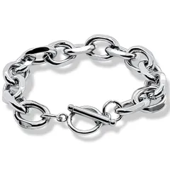 [swars] ブレスレット ユニセックス 金属アレルギー対応 ステンレス マンテル チェーン シルバー (18, 幅：12mm) 0