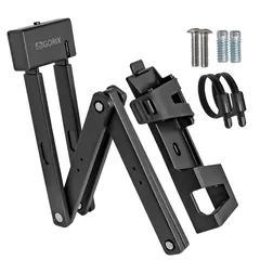 【新品】 GORIX(ゴリックス) 自転車 鍵 カギ 錆びにくい スチール (GX-480) 頑丈 ロック リング 折畳鍵式ロック ロードバイク クロスバイク ミニベロ 丈夫 長い 盗難防止 原付 バイク ボトルケージ取付 フレーム装着バンド 折りたたみ式 0